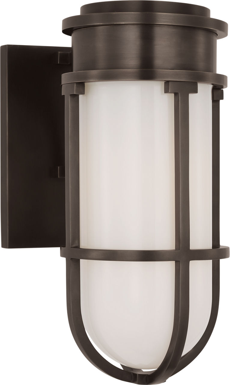 Gracie Tall Bracketed Sconce in Bronze with White Glass