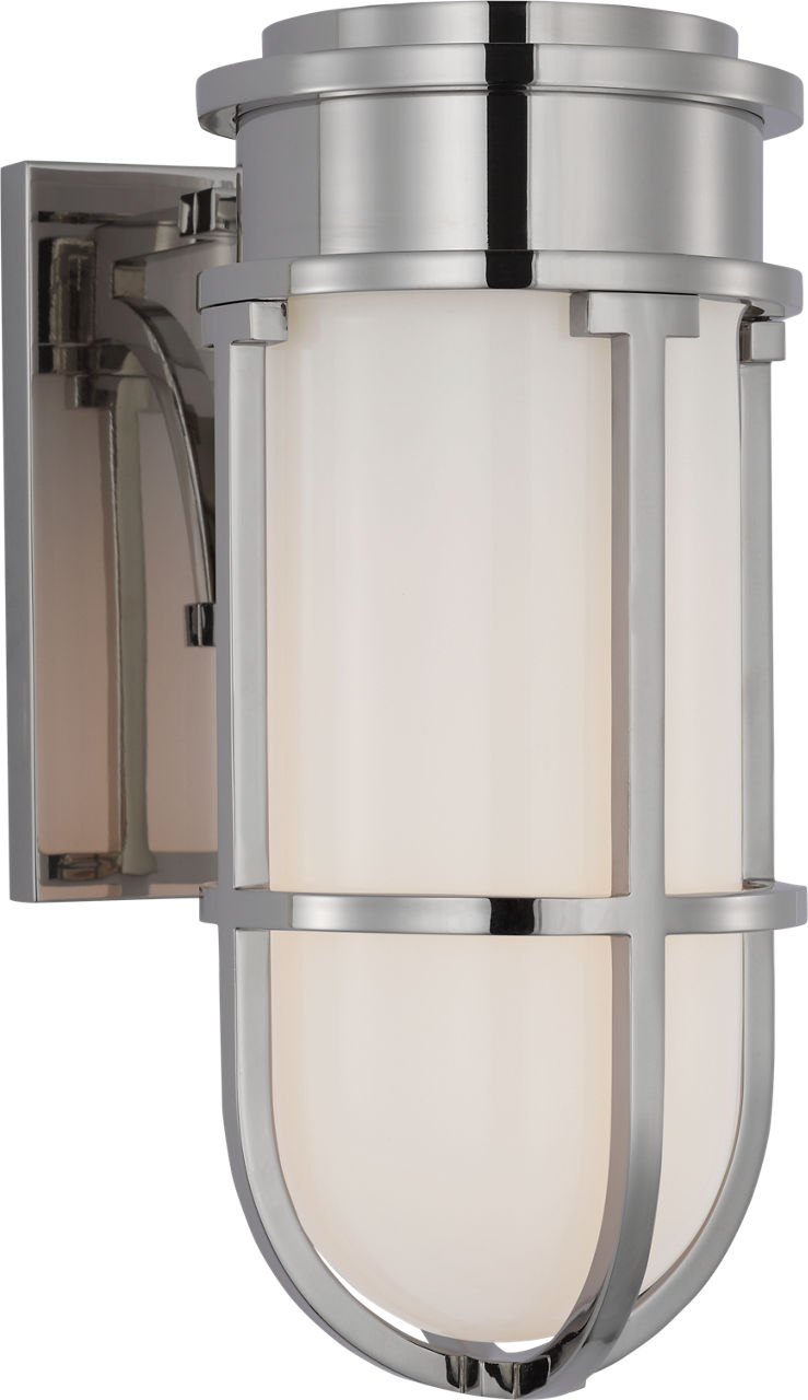 Gracie Tall Bracketed Sconce in Polished Nickel with White Glass