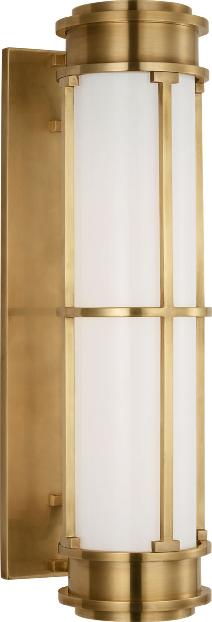 Gracie 19" Linear Sconce in Antique-Burnished Brass with White Glass