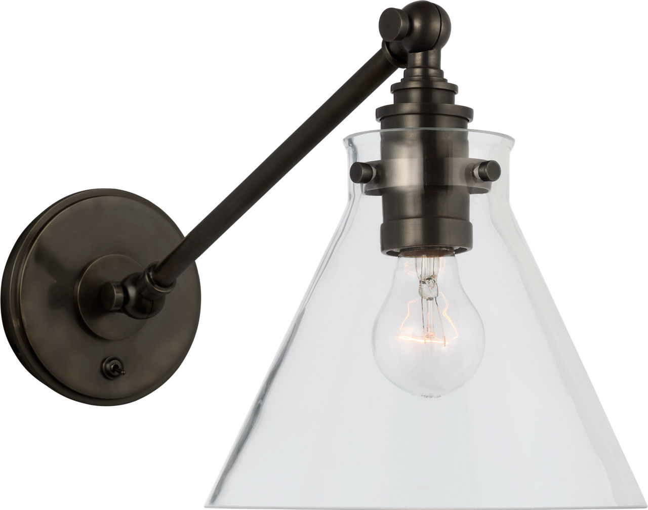 Parkington Single Library Wall Light in Bronze with Clear Glass