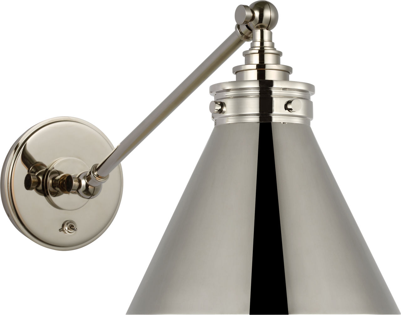 Parkington Single Library Wall Light in Polished Nickel