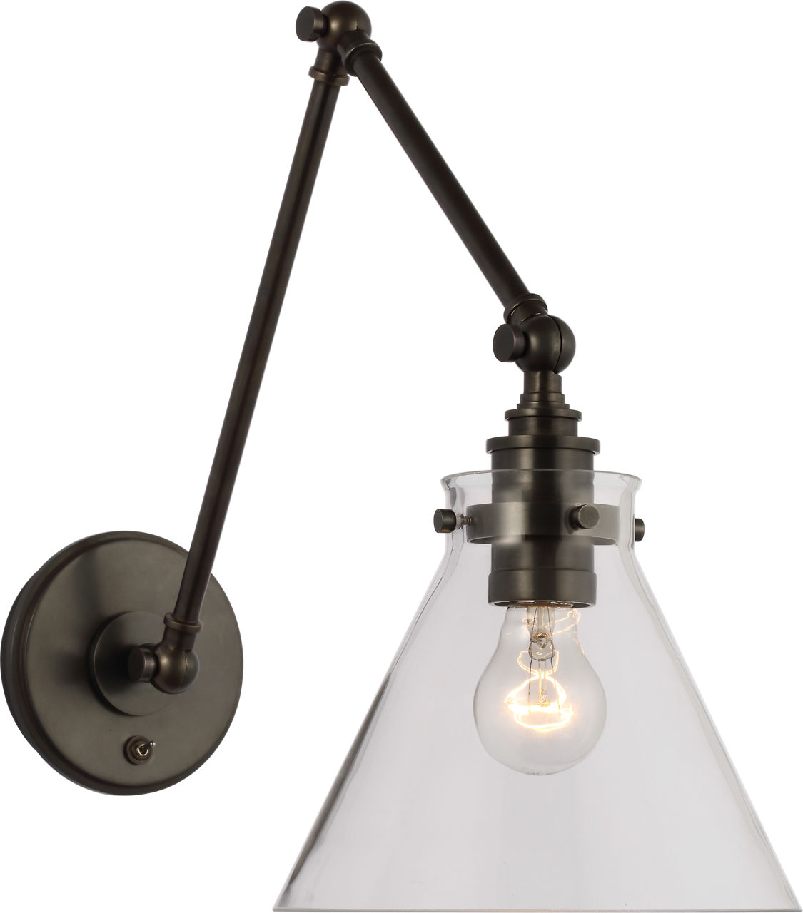 Parkington Double Library Wall Light in Bronze with Clear Glass
