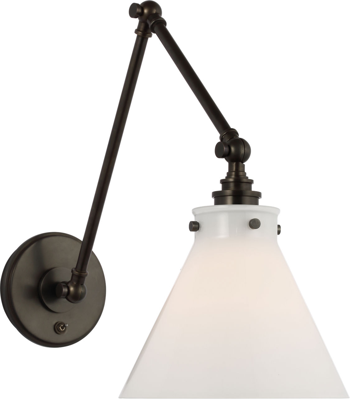 Parkington Double Library Wall Light in Bronze with White Glass