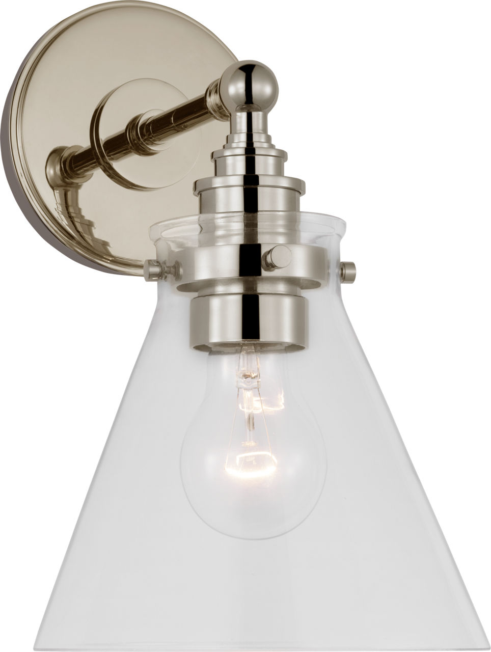 Parkington Small Single Wall Light in Polished Nickel with Clear Glass