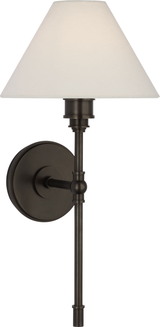 Parkington Large Tail Sconce in Bronze with Linen Shade