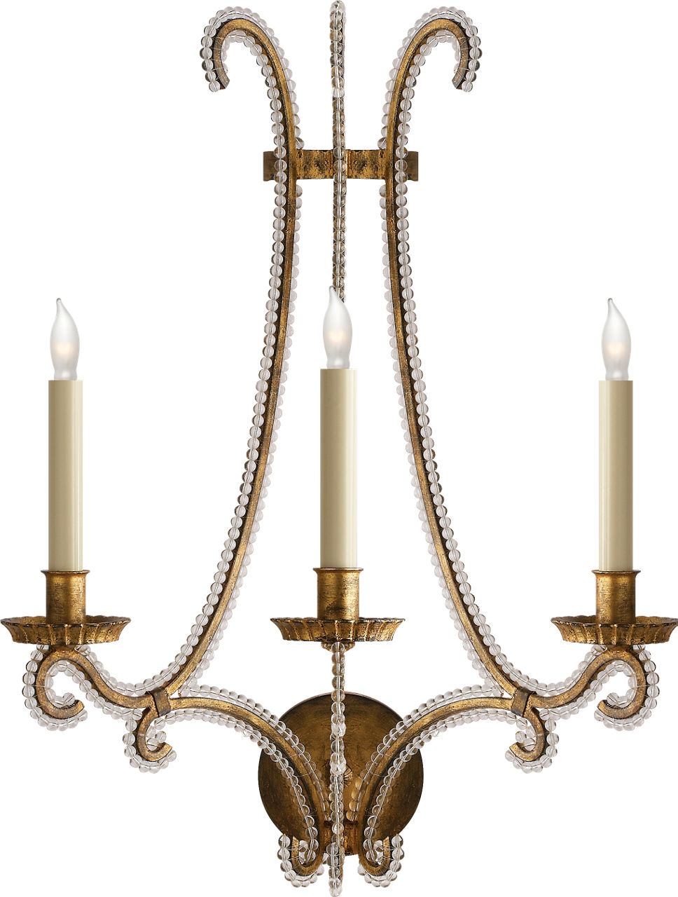 Oslo Large Sconce in Gilded Iron with Clear Glass