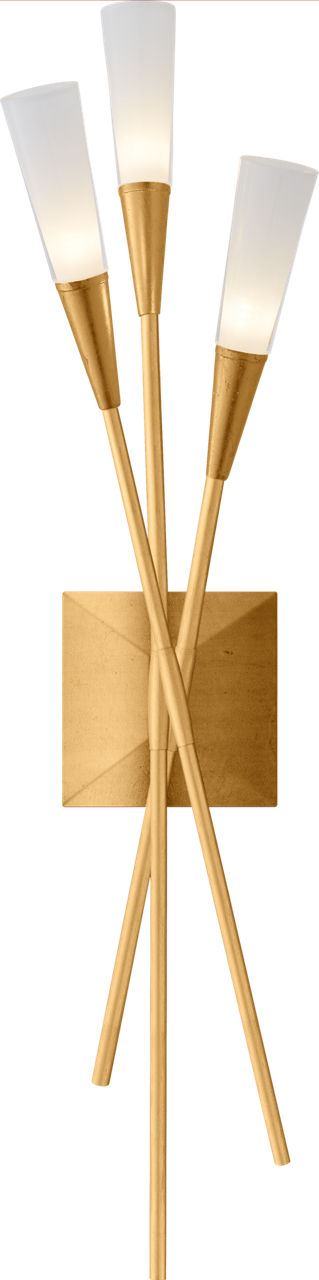 Stellar Triple Tail Sconce in Gild with Frosted Acrylic