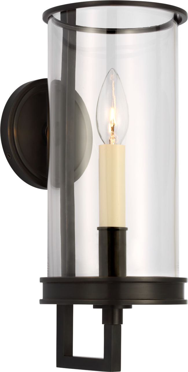 Glendon Small Hurricane Sconce in Bronze with Clear Glass