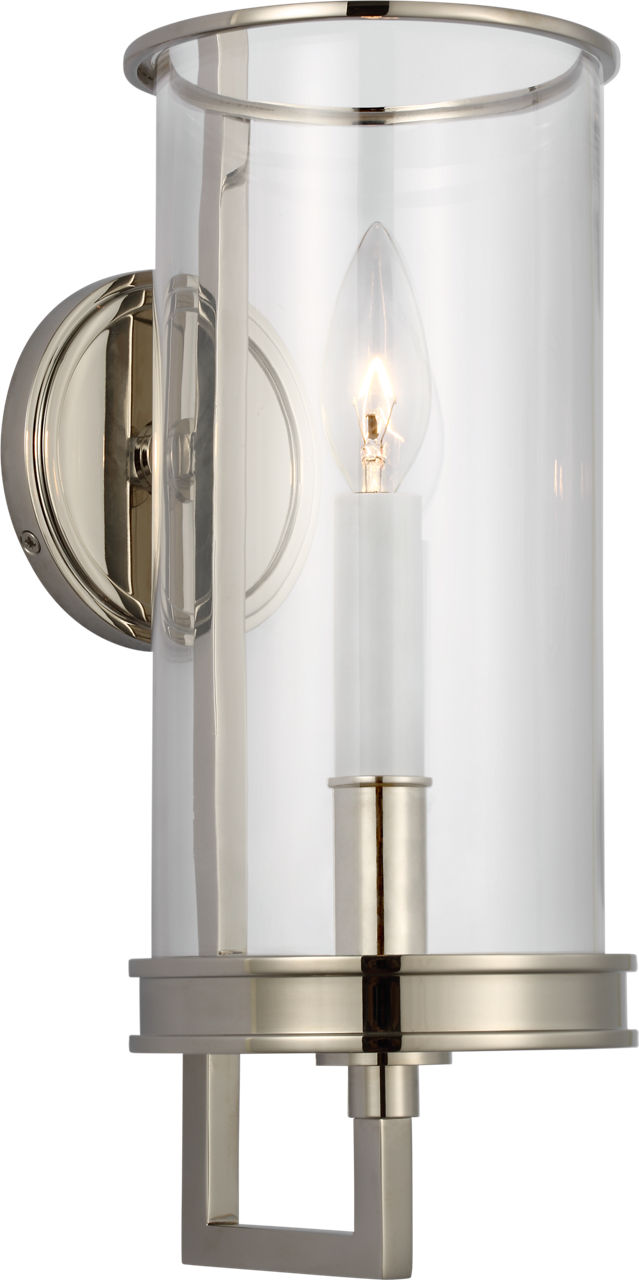 Glendon Small Hurricane Sconce in Polished Nickel with Clear Glass