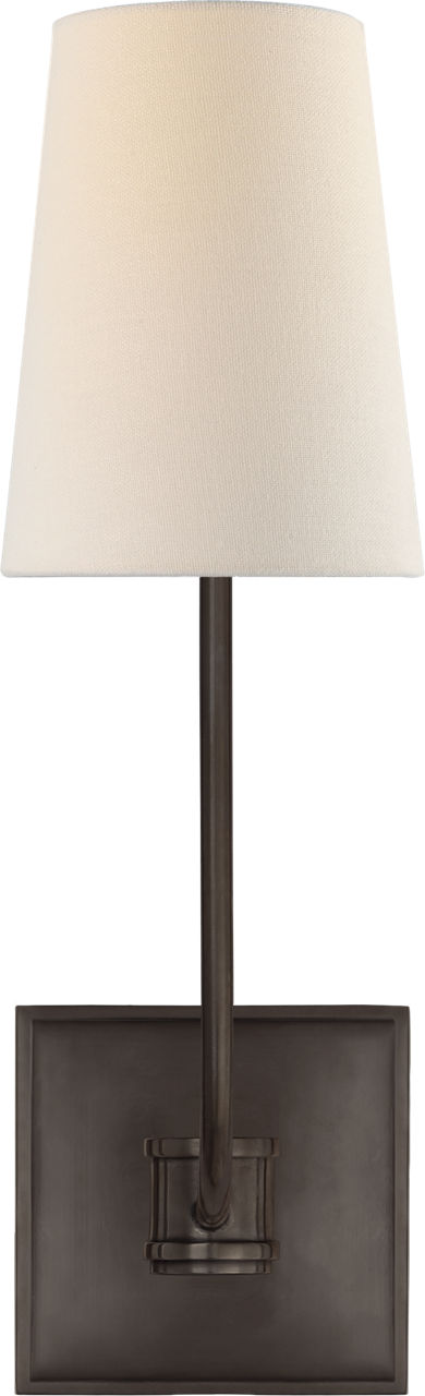 Venini Single Sconce in Bronze with Linen Shade