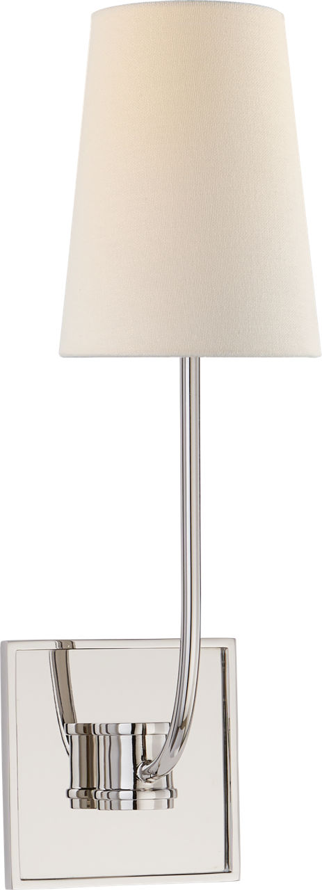 Venini Single Sconce in Polished Nickel with Linen Shade