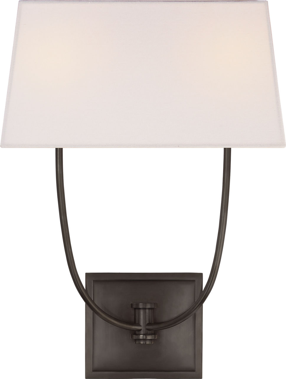 Venini Double Sconce in Bronze with Linen Shade