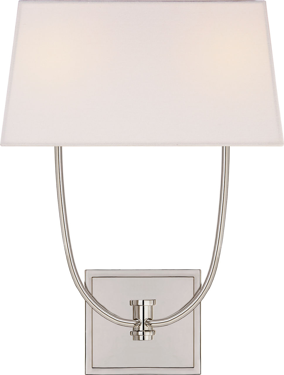 Venini Double Sconce in Polished Nickel with Linen Shade