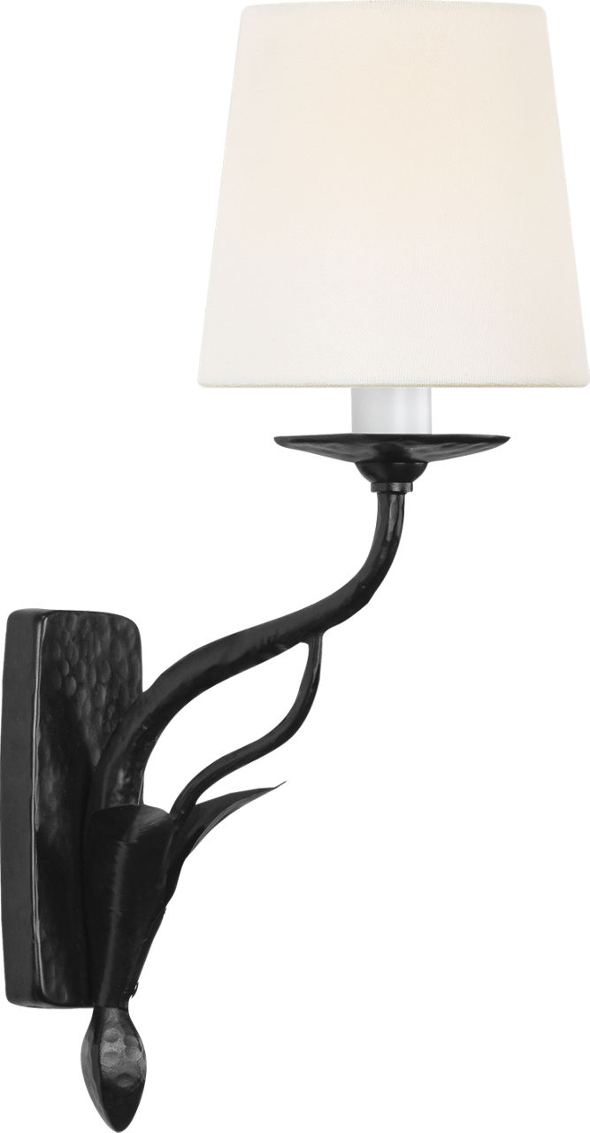 Amalfi 15" Sconce in Waxed Black with Linen Shade