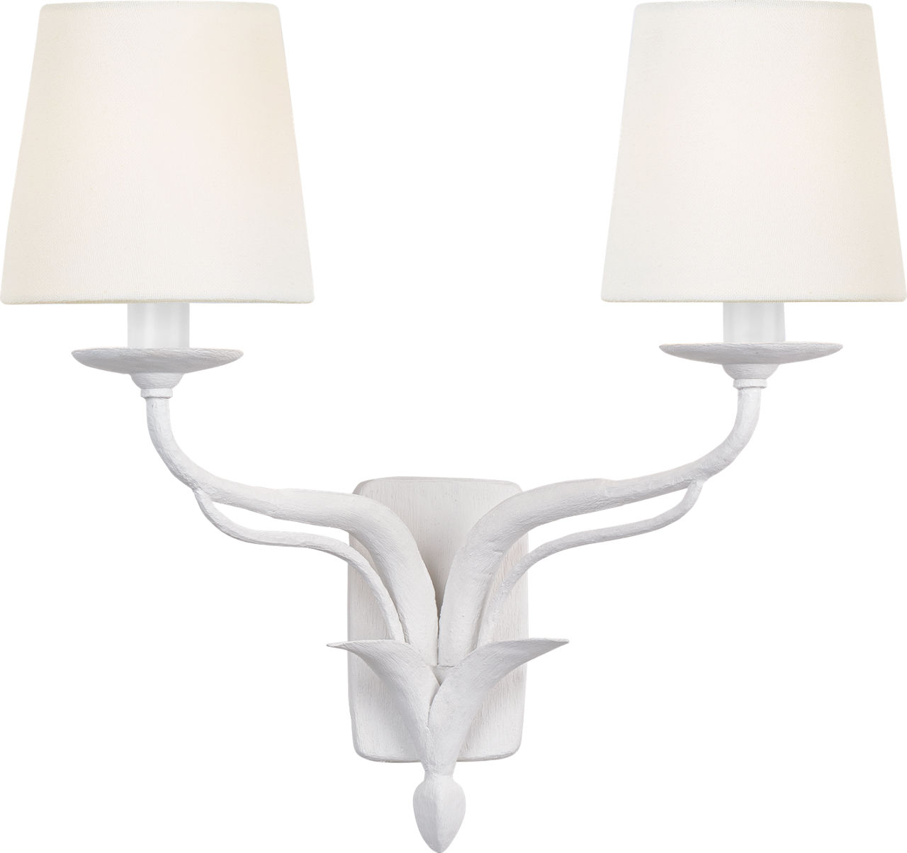 Amalfi 15" Double Sconce in Plaster White with Linen Shades