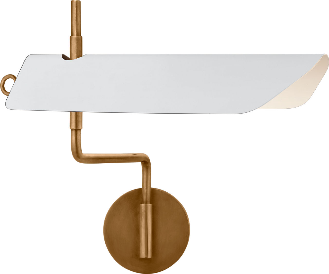 Miles Swing Arm Wall Light in Antique-Burnished Brass with Matte White Shade