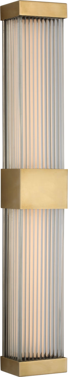 Vance 24" Double Sconce in Antique-Burnished Brass with Clear Glass Rods