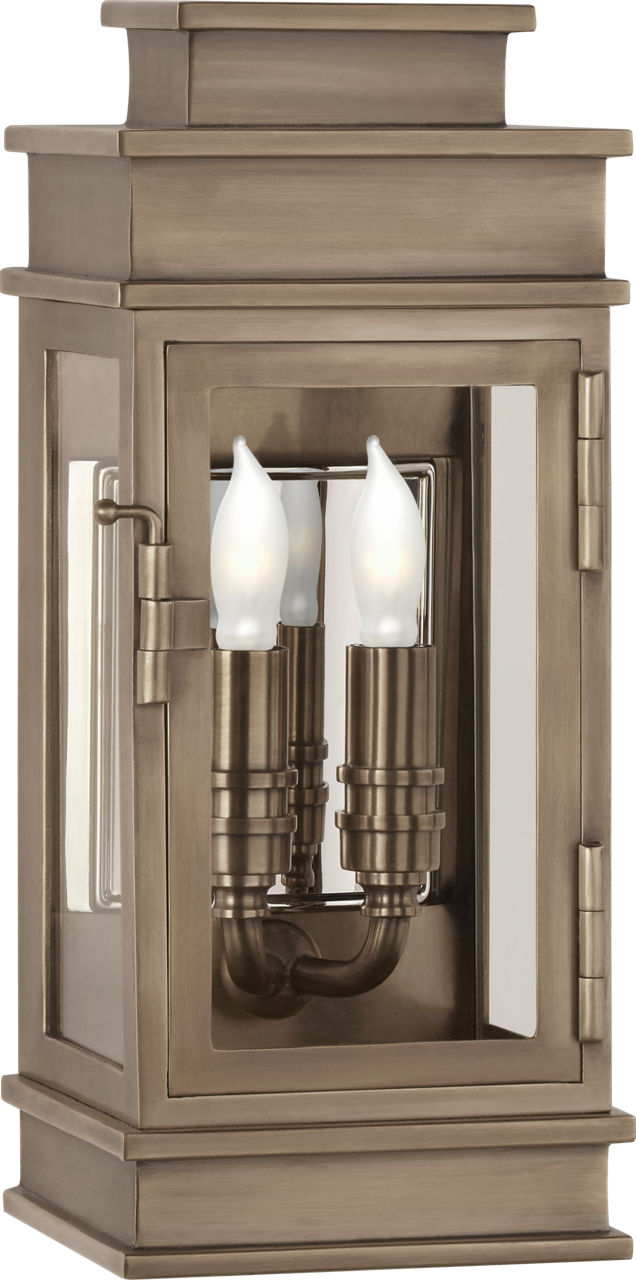 Linear Mini Wall Lantern in Antique Nickel with Clear Glass