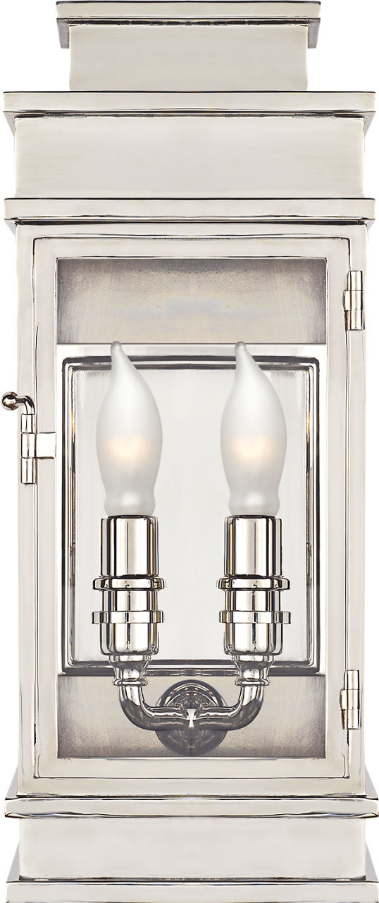 Linear Mini Wall Lantern in Polished Nickel with Clear Glass