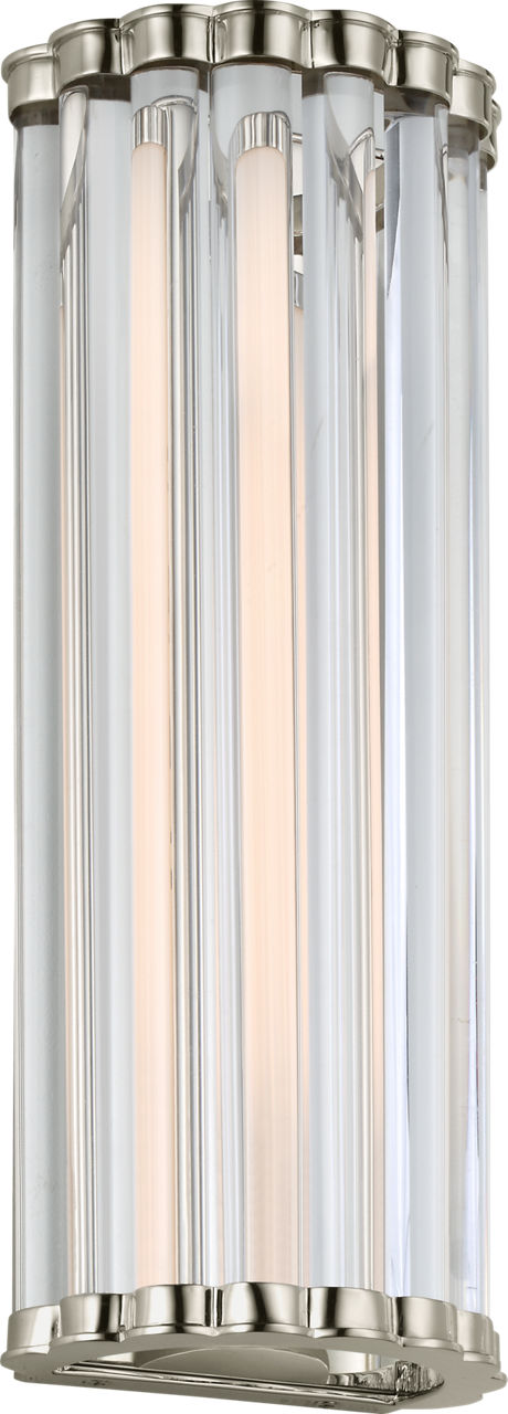 Kean 14" Sconce in Polished Nickel with Clear Glass Rods