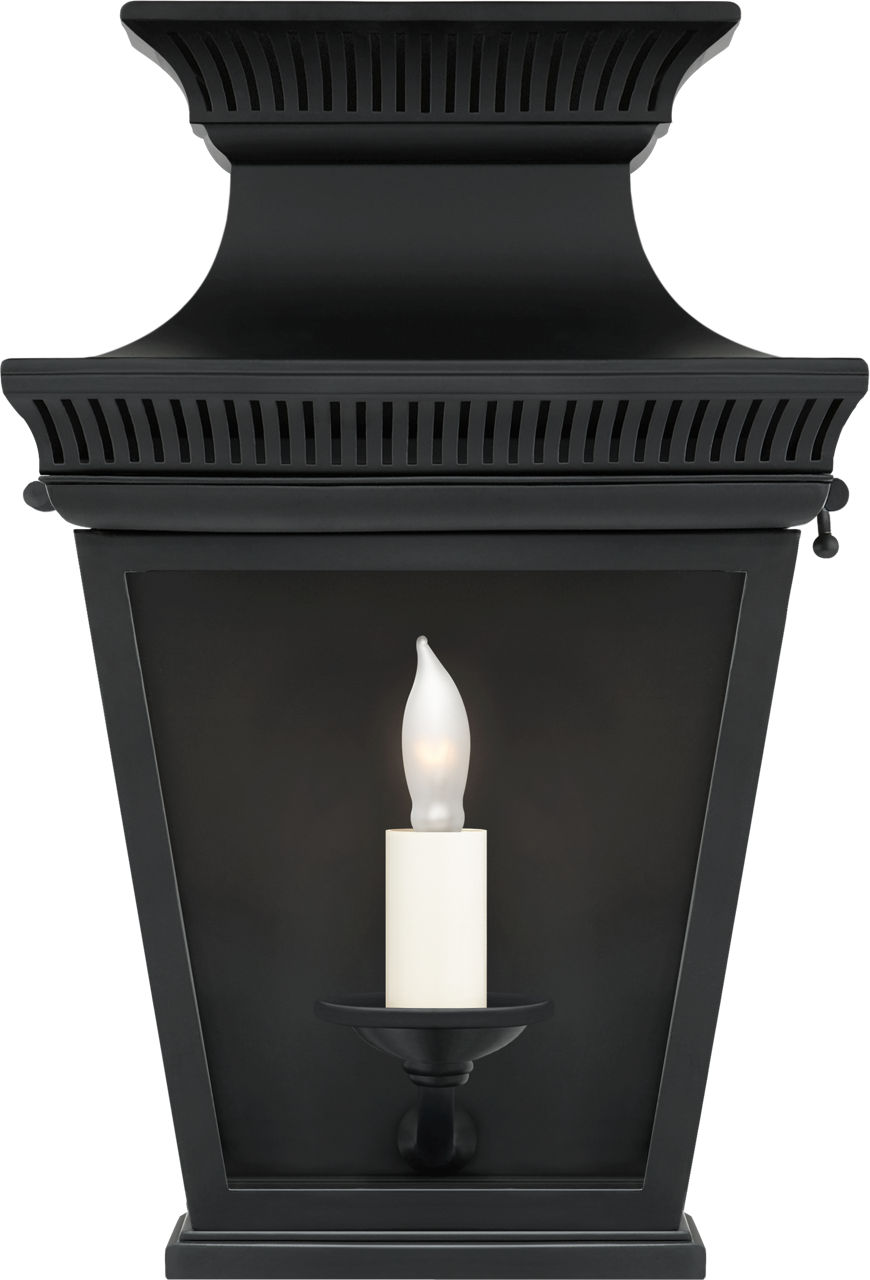 Elsinore Small 3/4 Wall Lantern in Black with Clear Glass