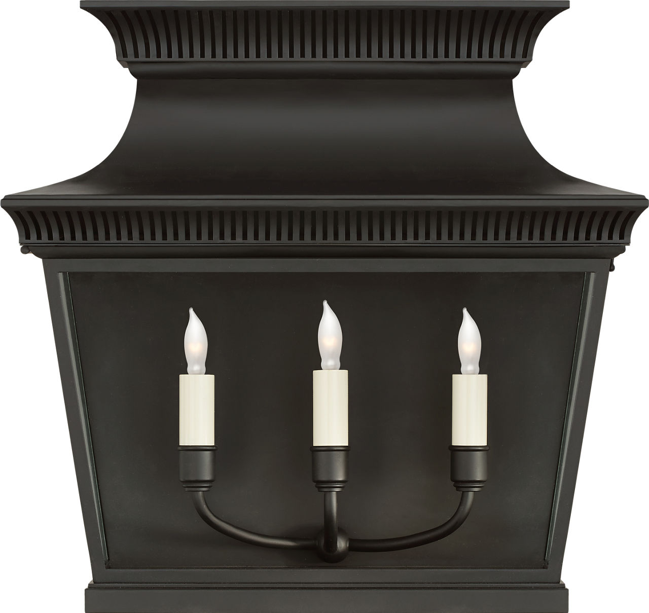 Elsinore Extra Wide 3/4 Lantern in Black with Clear Glass