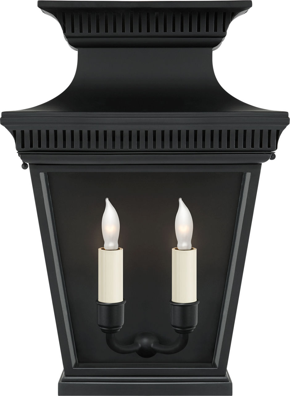 Elsinore Medium 3/4 Wall Lantern in Black with Clear Glass