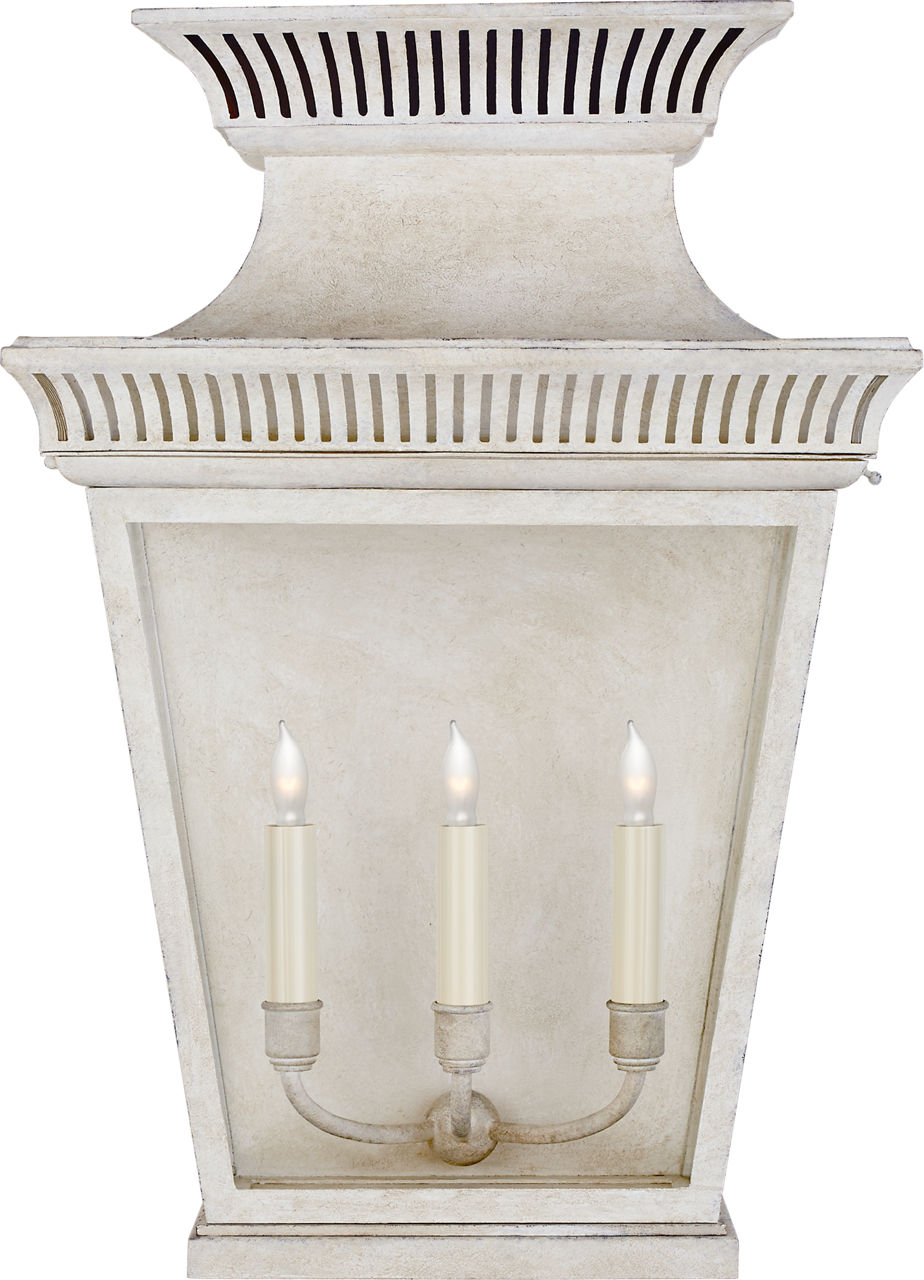 Elsinore Large 3/4 Wall Lantern in Old White with Clear Glass