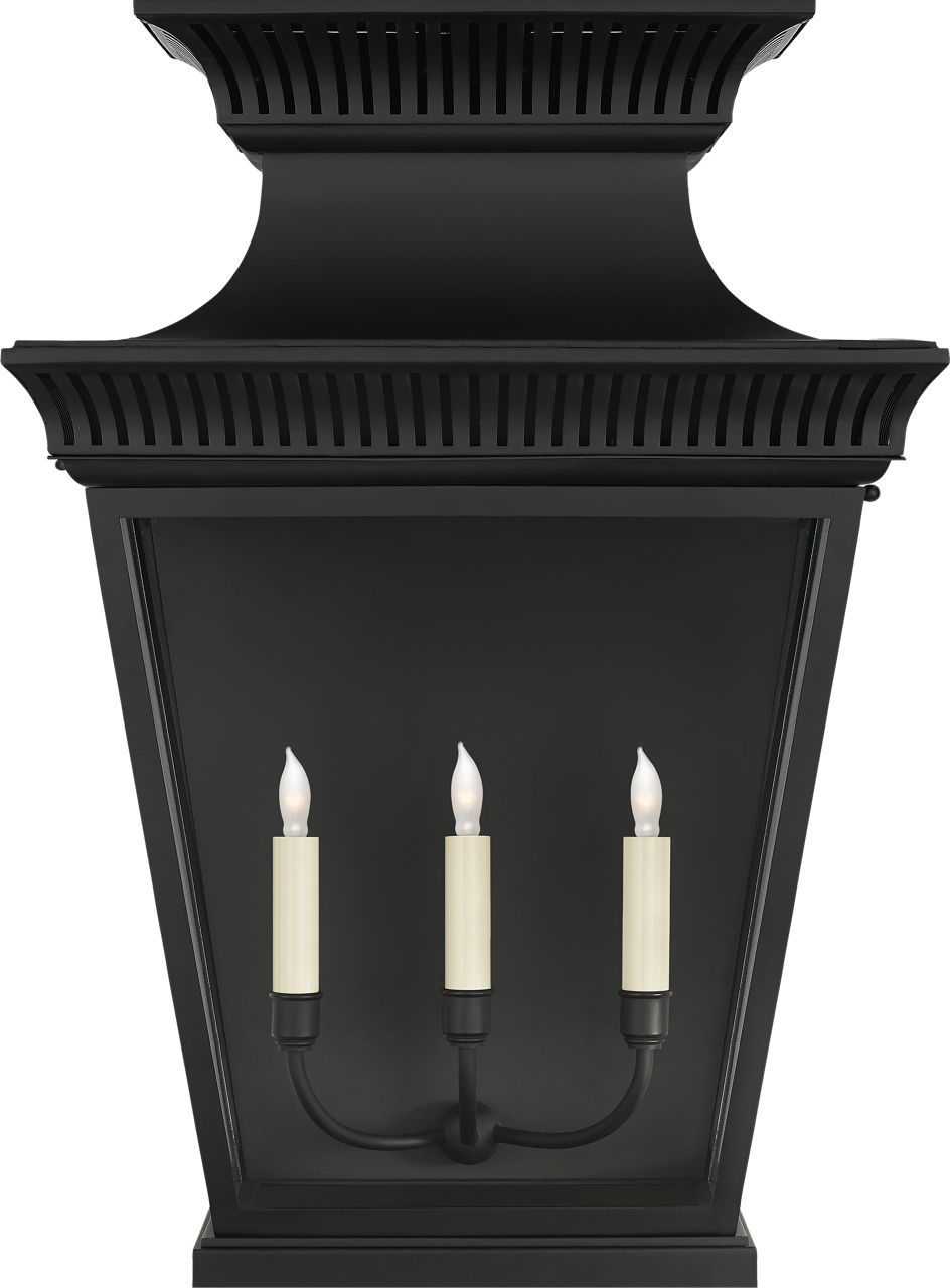 Elsinore Extra Large 3/4 Wall Lantern in Black with Clear Glass