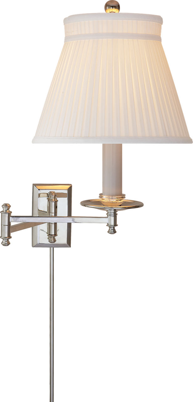 Dorchester Swing Arm in Polished Nickel with Silk Crown Shade