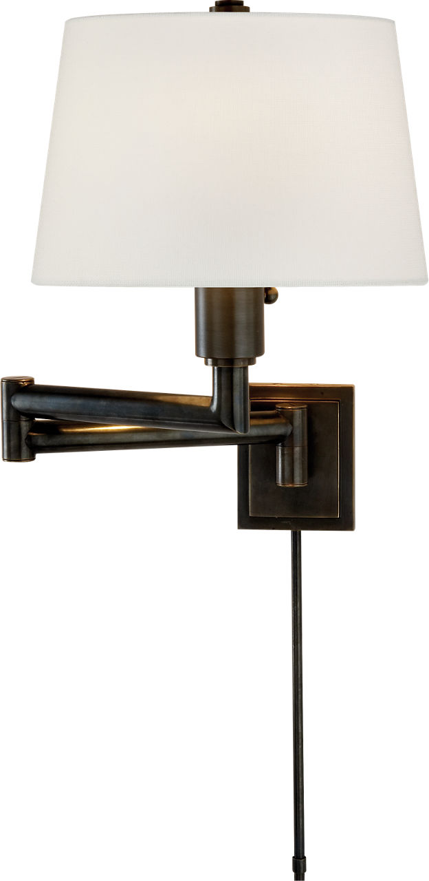 Chunky Swing Arm in Bronze with Linen Shade