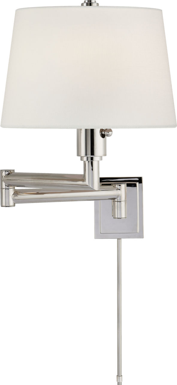 Chunky Swing Arm in Polished Nickel with Linen Shade