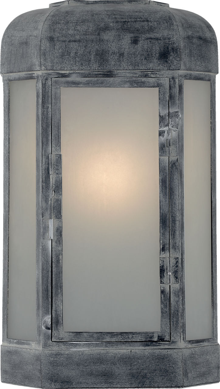 Dublin Small Faceted Sconce in Weathered Zinc with Frosted Glass