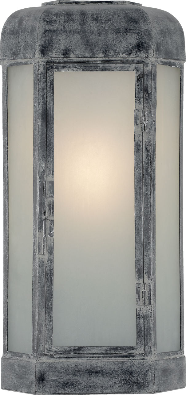 Dublin Large Faceted Sconce in Weathered Zinc with Frosted Glass