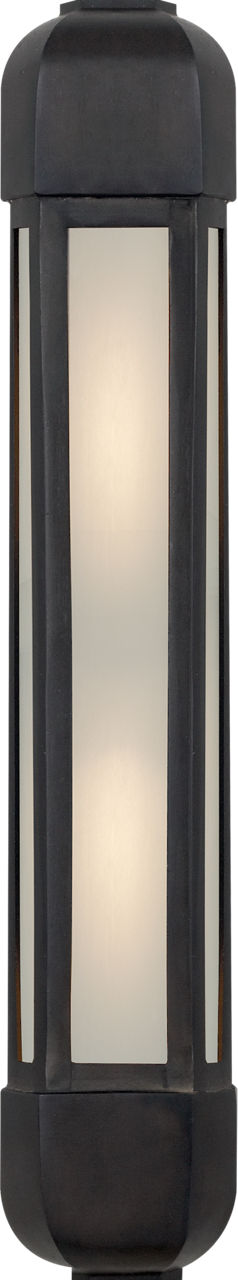 Dublin Tall Faceted Sconce in Aged Iron with Frosted Glass