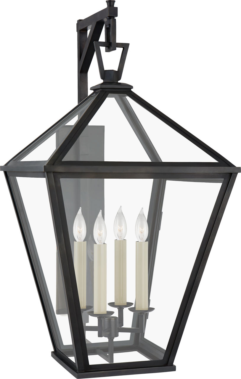 Classic Darlana Large Bracketed Wall Lantern in Bronze with Clear Glass