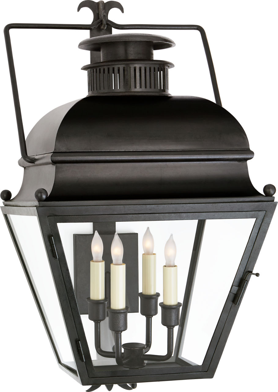 Holborn Small Bracketed Wall Lantern in Aged Iron with Clear Glass