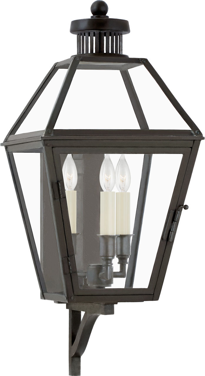 Stratford Small Bracketed Wall Lantern in Blackened Copper with Clear Glass