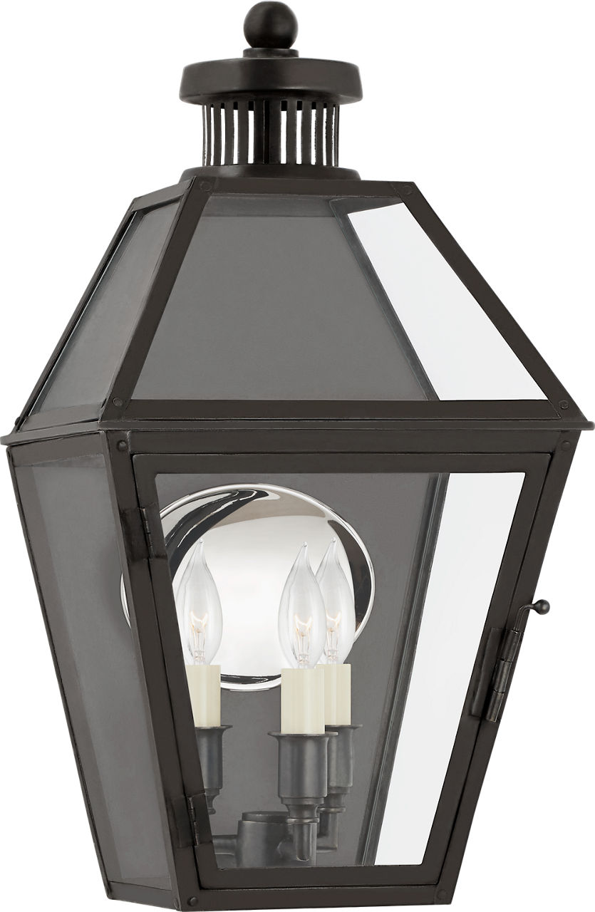 Stratford Small 3/4 Wall Lantern in Blackened Copper with Clear Glass