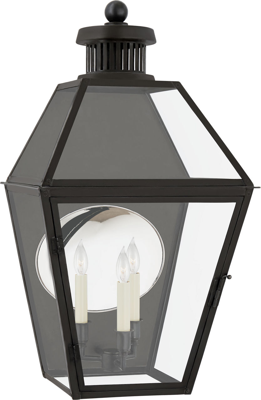Stratford Medium 3/4 Wall Lantern in Blackened Copper with Clear Glass