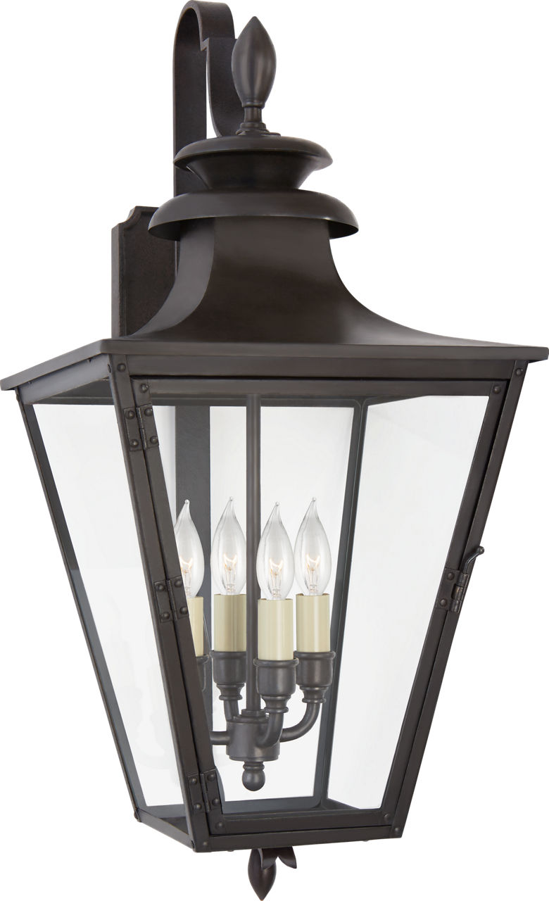 Albermarle Small Bracketed Wall Lantern in Blackened Copper with Clear Glass