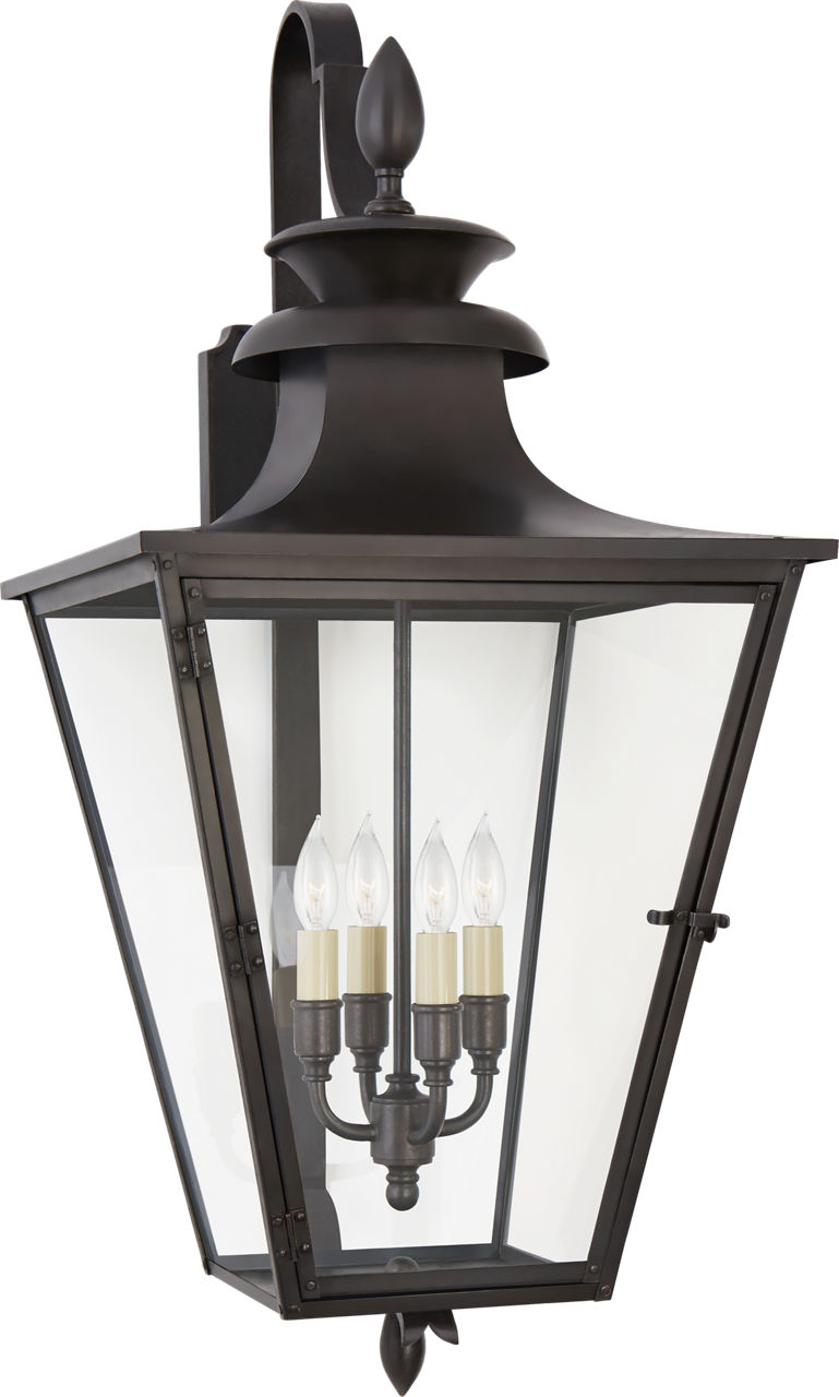 Albermarle Medium Bracketed Wall Lantern in Blackened Copper with Clear Glass
