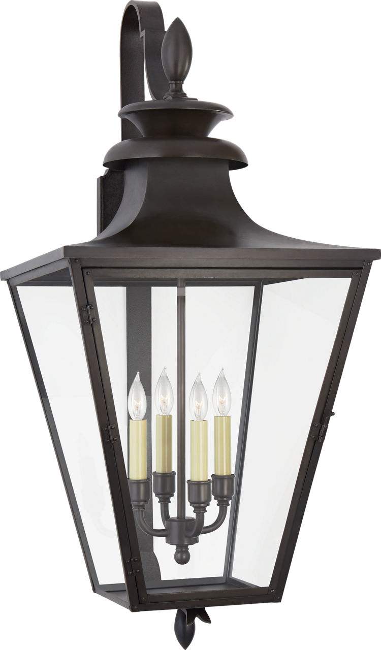 Albermarle Large Bracketed Wall Lantern in Blackened Copper with Clear Glass