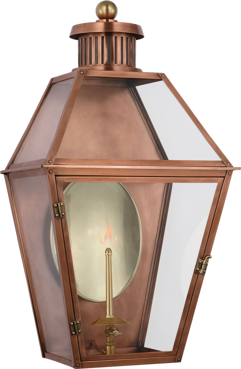 Stratford Medium 3/4 Gas Wall Lantern in Soft Copper with Clear Glass