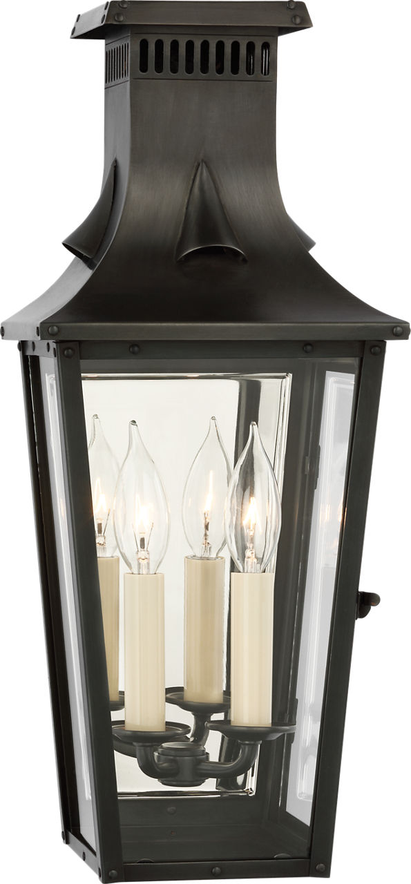 Belaire Small 3/4 Wall Lantern in Blackened Copper with Clear Glass
