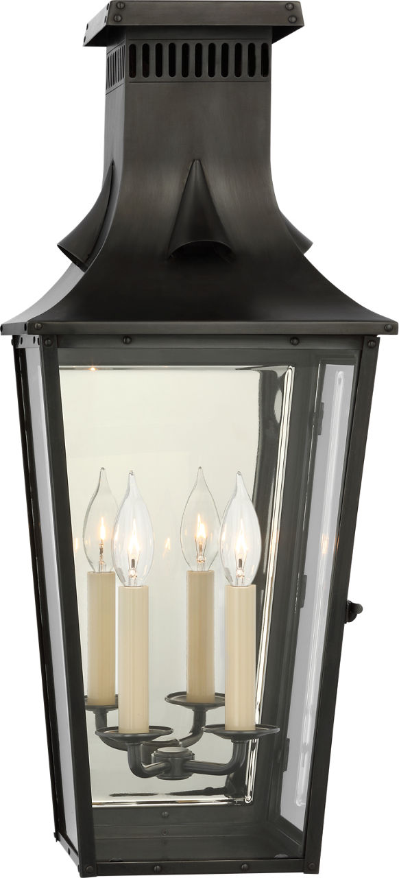 Belaire Medium 3/4 Wall Lantern in Blackened Copper with Clear Glass