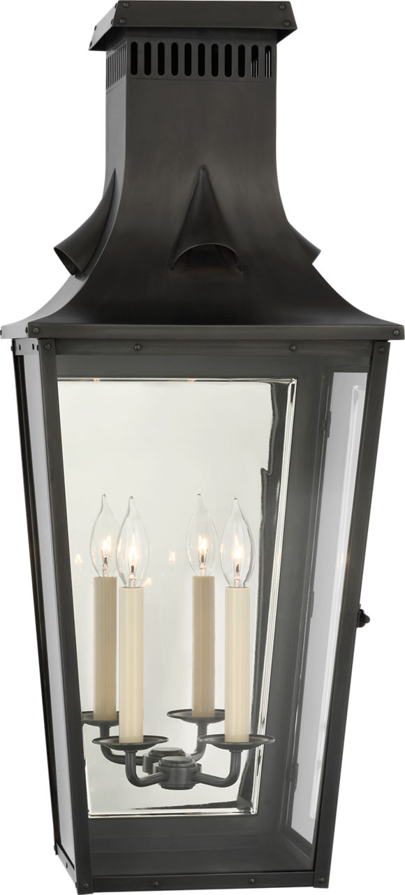 Belaire Large 3/4 Wall Lantern in Blackened Copper with Clear Glass