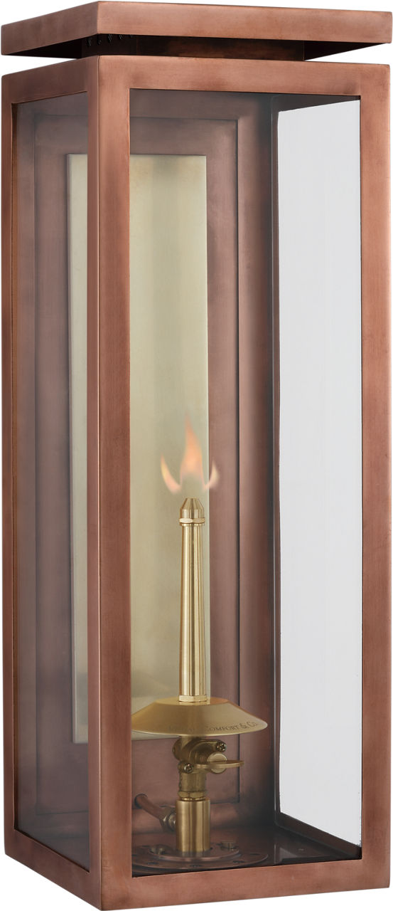 Fresno Medium 3/4 Gas Wall Lantern in Soft Copper with Clear Glass