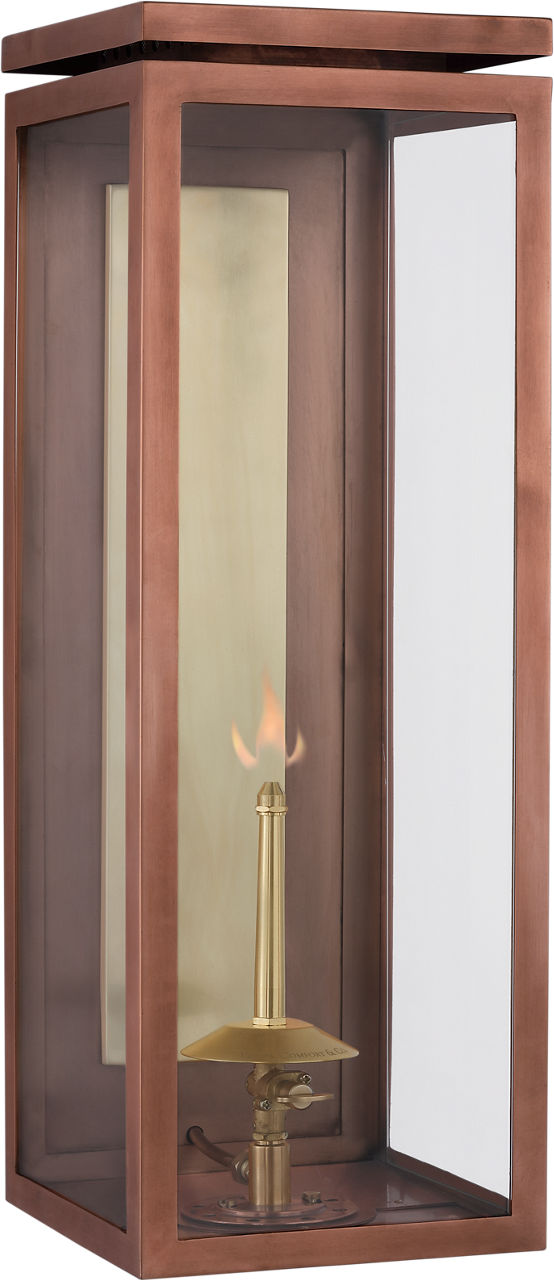 Fresno Large 3/4 Gas Wall Lantern in Soft Copper with Clear Glass