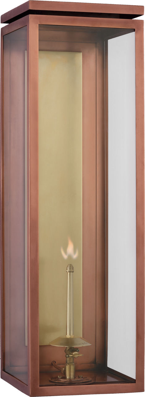 Fresno XL 3/4 Gas Wall Lantern in Soft Copper with Clear Glass